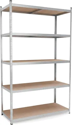 Imagen del producto de Estantería galvanizada Silecomplaza, resistente hasta 875 kg. Dimensiones: 200 x 120 x 50 cm. Estantería para sótano, estantería modular, estantería para taller, estantería de alta capacidad