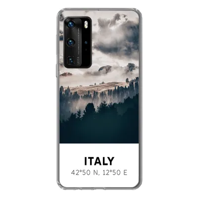 Produktbild von MuchoWow® Handyhülle Schutzhülle Hülle für Huawei P40 Pro Italien - Nebel - Wald - Baum Silikon Softcase Handy Hülle - Schutz
