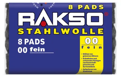 Produktbild von RAKSO Stahlwolle Pads Sorte 00 Fein 1 x 8 Stück
