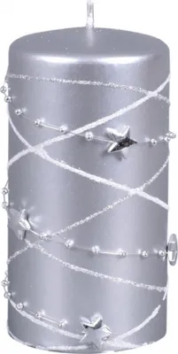 Immagine prodotto di Cilindro per candele natalizie GIRLANDA Ø 7 x 14 cm argento