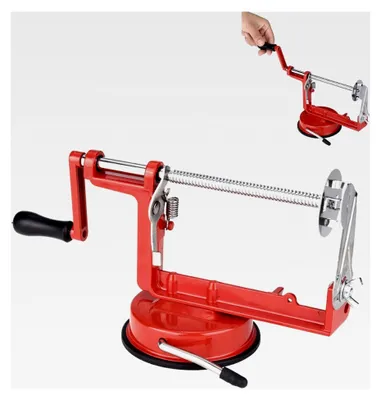 Produktbild von Kartoffelspiralschneider, manueller Spiralschneider aus Edelstahl in Rot für Gemüse