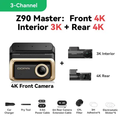 Produktbild von Z90Master Autokamera - 3-Kanal-Dashcam - 4K - Sony STARVIS 2 IMX678 - HDR - ADAS - Ohne Speicherkarte