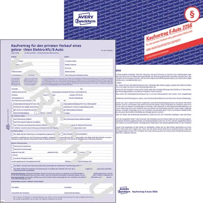 Produktbild von Kaufvertrag - es Kfz E-Auto DIN A4 selbstdurchschreibend. Packung mit 5 Stück