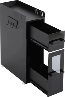 Produktbild von Gewürzregal/Gewürzständer - 3-stöckig ausziehbar - Mit Schublade - 36×15×51 cm - Schwarz