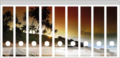 Produktbild von Wallario Ordnerrücken Sticker, selbstklebend für breite Ordner, 9 Stück, Motiv Sri Lanka - Palmenstrand mit Sonnenuntergang