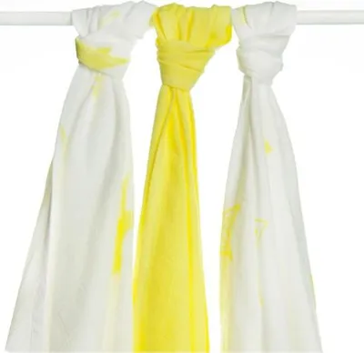 Produktbild von Bamboo-Mullwindel 70x70 3er-Set lemon star