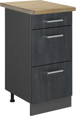 Produktbild von Küchenunterschrank Vicco R-Line Schwarz Beton 40 cm AP Eiche, Model 47603