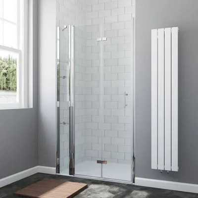 Produktbild von AQUALAVOS Duschtür mit Festteil und Duschablage Duschwand Glas für Nische 140x197cm 6 mm ESG mit NANO-Beschichtung