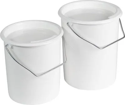 Productafbeelding van 2 kunststof emmersets met handgreep en deksel, inhoud: 2 liter en 3 liter, wit, Maxi