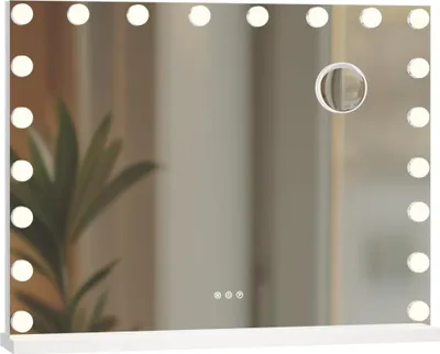 Obrázok produktu pre Osvetlené nástenné zrkadlo - zrkadlo na líčenie - stmievateľné LED diódy a pripojenie USB | Farba: biela | Obsah: bez Bluetooth