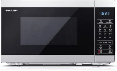 Produktbild von Sharp Mikrowelle Silber YC-MG02E-S, Grillfunktion, Auftaufunktion, Timerfunktion, Displaysteuerung, Kindersicherung, ECO-Funktion, 8 Automatikprogramme, 800W Mikrowellenleistung, 1000W Grillleistung, 11 Leistungsstufen, 20 Liter, Drehteller & Grillrost, 440x324x258 mm (BxTxH)