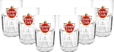 Produktbild von Havana Club Rum Longdrink Glas Gläserset - 6x Gläser 2/4cl geeicht Verschiedene Muster
