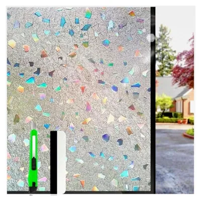 Produktbild von Fensterfolie 60x200cm, Bunt, Blickdicht, 3D Regenbogen Folie für Sichtschutz und UV-Schutz, Innenanwendung für Büro, Wohnzimmer und Schlafzimmer