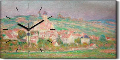 Produktbild von Wanduhr Bürouhr Leinwand Bild Geräuschlos 60x30 Vetheuil bei Sonnenuntergang - schwarze Hände