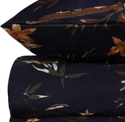 Zdjęcie produktu dla L'Essentiel Linge de Maison, Bamboo - Flower, pościel, ciemnoniebieska, bawełna, 240 x 220 cm