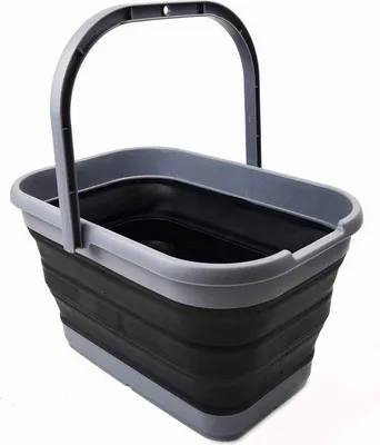 Produktbild von Faltbare Rechteck-Eimer 12L Grau/Schwarz Multifunktions