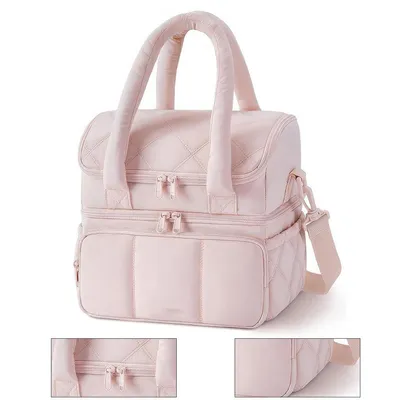Produktbild von Lunchtasche, doppelstöckige isolierte Lunchbox, langlebig und wiederverwendbar, Kühlbox für Arbeit, Picknick, Reisen, Essenszubereitung