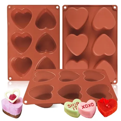 Produktbild von Silikonform Herzen mit 6 Mulden für Schokolade, Seife, Kuchen, Eiswürfel