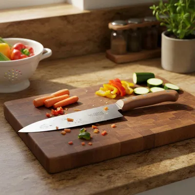Produktbild von Herder Windmühlen Messer Santoku, Kohlenstoffstahl, 164 mm, Kirsche