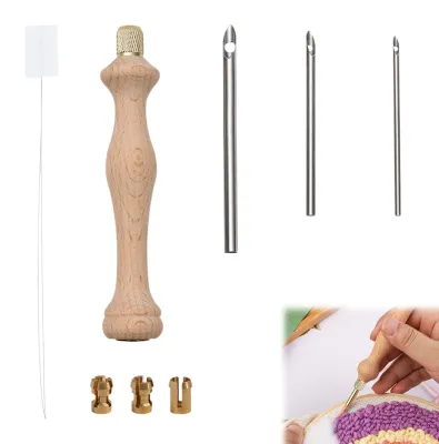 Punch-Nadel-Set, 5-teilig, Holzgriff, 3 Nadeln, DIY-Tufting