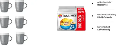 Produktbild von Tassimo MILD & SMOOTH TASSIMO Morning Café XL - Mild & Smooth. Starte in den Tag mit einem milden und sanften Genuss.21 Kaffee Kapseln  plus 6 Becher