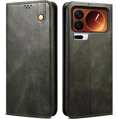 Produktbild von Hülle für Xiaomi 17 Pro, Leder Flip Brieftasche Schutzhülle mit Standfunktion Grün