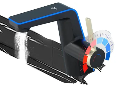 Zdjęcie produktu dla Bateria umywalkowa, wyświetlacz temperatury LED, dwa tryby natrysku, czarna, mosiężna
