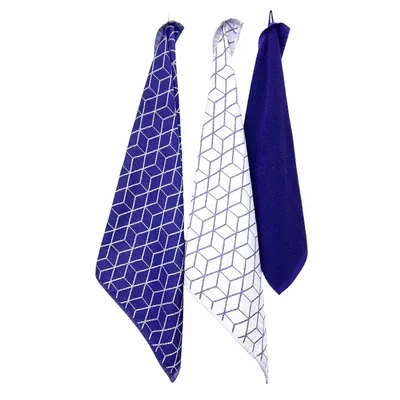Immagine prodotto di Asciugamani da cucina e da tè Set di asciugamani da cucina - 1 asciugamano da cucina e 2 asciugamani da tè - Bianco / Viola