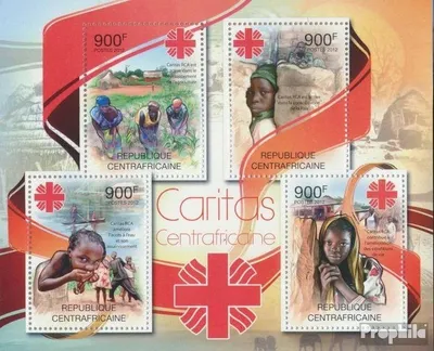 Produktbild von Briefmarken Zentralafrikanische Republik 2012 Mi 3597-3600 Kleinbogen (kompl. Ausgabe) postfrisch Caritas von Zentralafrika