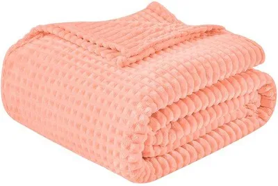 Imagen del producto de Textura suave 3D, 150x200 cm, lana, color rosa, ideal para sala de estar, cama o sofá