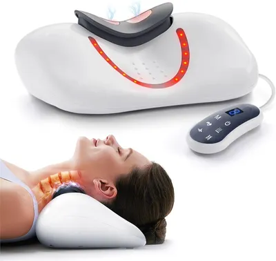 Produktbild von Nackenmassagegerät – Nackenkissen – Lindert Nackenverspannungen – 9 Intensitätsstufen – 32 x 20 x 10 cm – Weiß