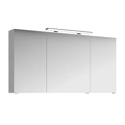 Produktbild von Badezimmer 3-türiger Spiegelschrank FES-4010-66 Korpus in weiß glänzend, inkl. Beleuchtung - B/H/T: 140/71/17cm