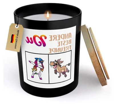 Produktbild von Handgemachtes Geschenk für die beste Freundin - Einhorn Spruchkerze aus Sojawachs im Glas für BFF Geburtstag