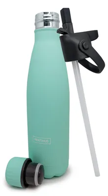 Trinkflasche 500 ml türkis mit Trinkhalm- und Schraubdeckel