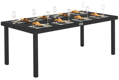 Produktbild von Outsunny Gartentisch für 8 Personen Esstisch Aluminiumtisch Kunststoff Schwarz