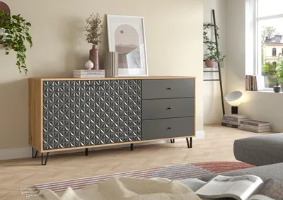 Produktbild von Sideboard >Prisma< in Artisan Oak / Anthrazit matt - 170x76x40cm (BxHxT)