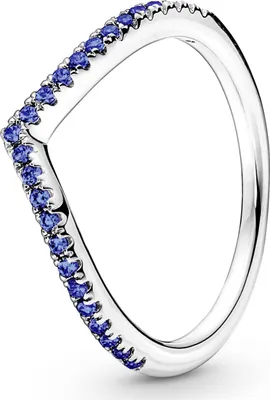 Produktbild von Wishbone Damenring von PANDORA aus 925er Silber mit blauen Zirkonia