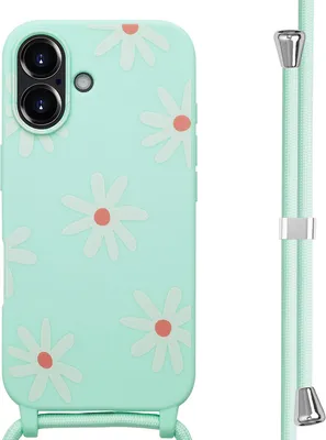 Produktbild von imoshion SilikonHülle design mit Band iPhone 16 - Green Flower Distance