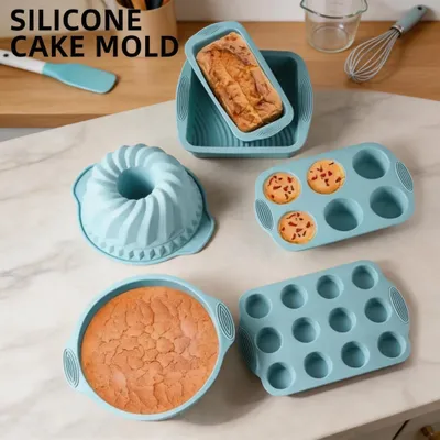 Obrázok produktu pre Omgoods – Sada 6 silikónových foriem na pečenie – Odolné formy vhodné na pečenie tort a muffinov