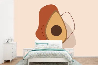 Produktbild von MuchoWow® Fototapete für Wohnzimmer oder Schlafzimmer Wandtapete Vinyl Motivtapete Sommer - Avocado - Braun - 420x280 cm - Zimmer für Kinder