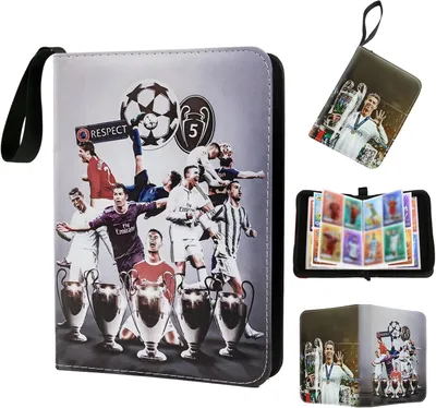 Produktbild von Fussball Karten Sammelalbum mit Reißverschluss Tragegrif- 400 Taschen Fussball Sammelkarten Album Karten Sammelmappe Sammelheft,Wasserdichter Karten