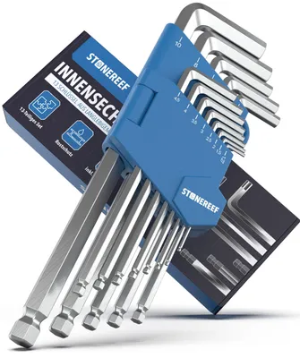 Produktbild von Innensechskantschlüssel Satz 13-tlg 1,27-10 mm Kugelkopf verchromt 13 Größen von 1,27 bis 10 mm decken Möbel, Fahrrad und Elektronik ab