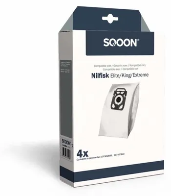 Productafbeelding van SQOON® Stofzuigerzakken Geschikt voor Nilfisk Elite / King / Extreme 3-D - Vervangt 107412688 / 107407940 - 4 Stuks