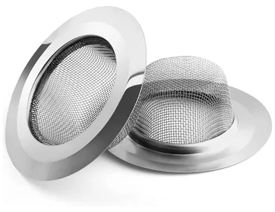 Obrázek produktu pro 2 filtry z nerezové oceli do dřezu, košík do dřezu proti ucpávání, nerezový sítko do dřezu, 3 velikosti (S/M/L), vhodné pro většinu kuchyňských dřezů