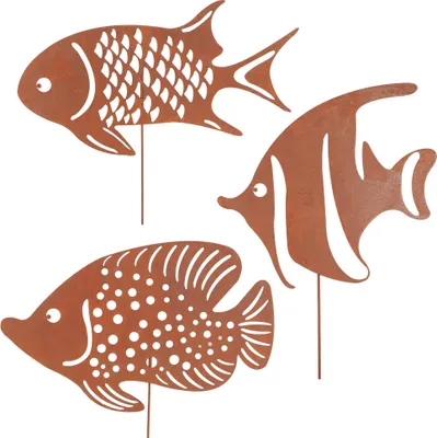 Produktbild von UNUS Gartenstecker Fische 3er Set Gartendeko Rostoptik Roststecker