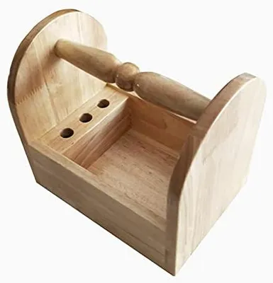 Productafbeelding van Silecomplaza naaidoos van hout, naaidoos van massief hout, opbergdoos voor huishoudelijke naaigoederen en handwerk, afmetingen 20 x 14 x 18 cm, houtkleur, houtkleur
