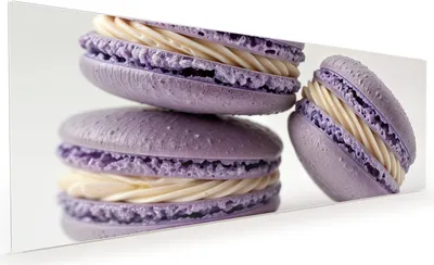 Produktbild von Küchenrückwand Spritzschutz Glas mit Motiv Lila Macarons 40 x 40 cm