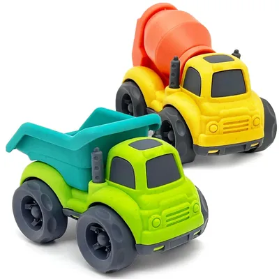 Produktbild von Spielzeug-LKW Kipplaster und Betonmischer - 2-teiliges Set - Recycelter Kunststoff - Für Kinder von 1 bis 3 Jahren