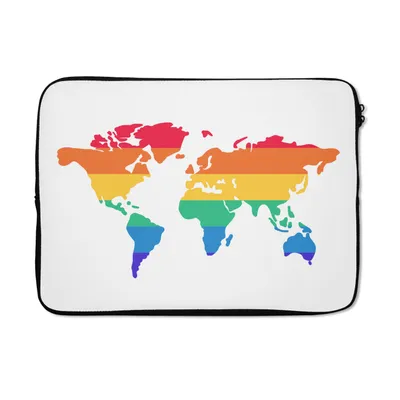 Produktbild von MuchoWow® Laptop Hülle 13 Zoll Weltkarte - Stolzflagge - Regenbogen Laptoptasche - Laptophülle - Sleeve - Rundumschutz