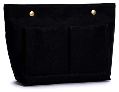 Produktbild von Leichter Handtaschen-Organizer mit mehreren Fächern - Organizer für die Aufbewahrung und Organisation, Kosmetiktasche aus Baumwoll-Canvas (S, Schwarz)